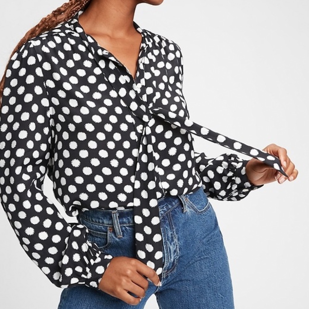NWT Gap Polka Dot Bow Front Top Blouse